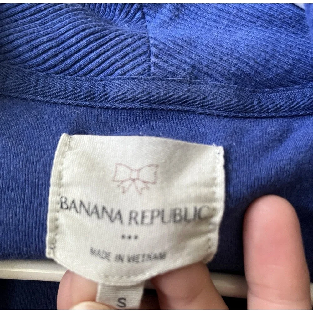 Banana Republic Blue Shawl Collar Sweatshirt Small Cotton Stretch Casual Top